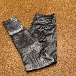 Gunmetal Metallic Leather Leggings